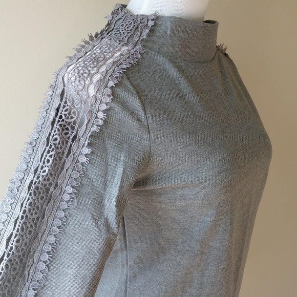 Gray Long Sleeve - Crocheted Sleeve - Picture 3 of 8